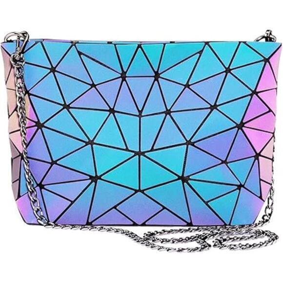 Geometric Luminous Purses & Handbags for Women Holographic Reflective Crossbody - Picture 7 of 7